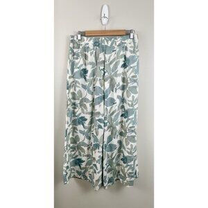 Zuba by Westside Green Leaf Printed Palazzo Pants Sz Lg Floral 100% Modal Light